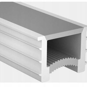 Aluminum extrusion profile with grooves and ridged interior.