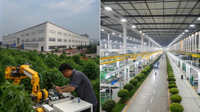 A split-screen image of an Indian LED factory and a Chinese LED factory