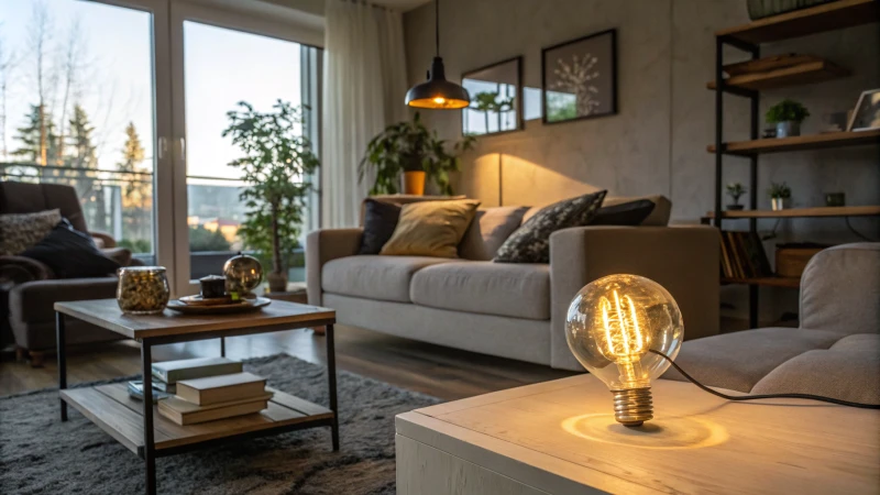 Cozy modern living room with LED lighting
