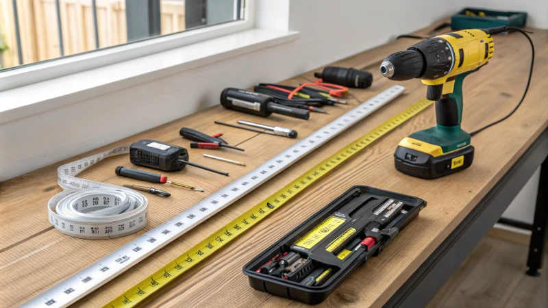 A well-organized workspace with tools for installing magnetic track lights