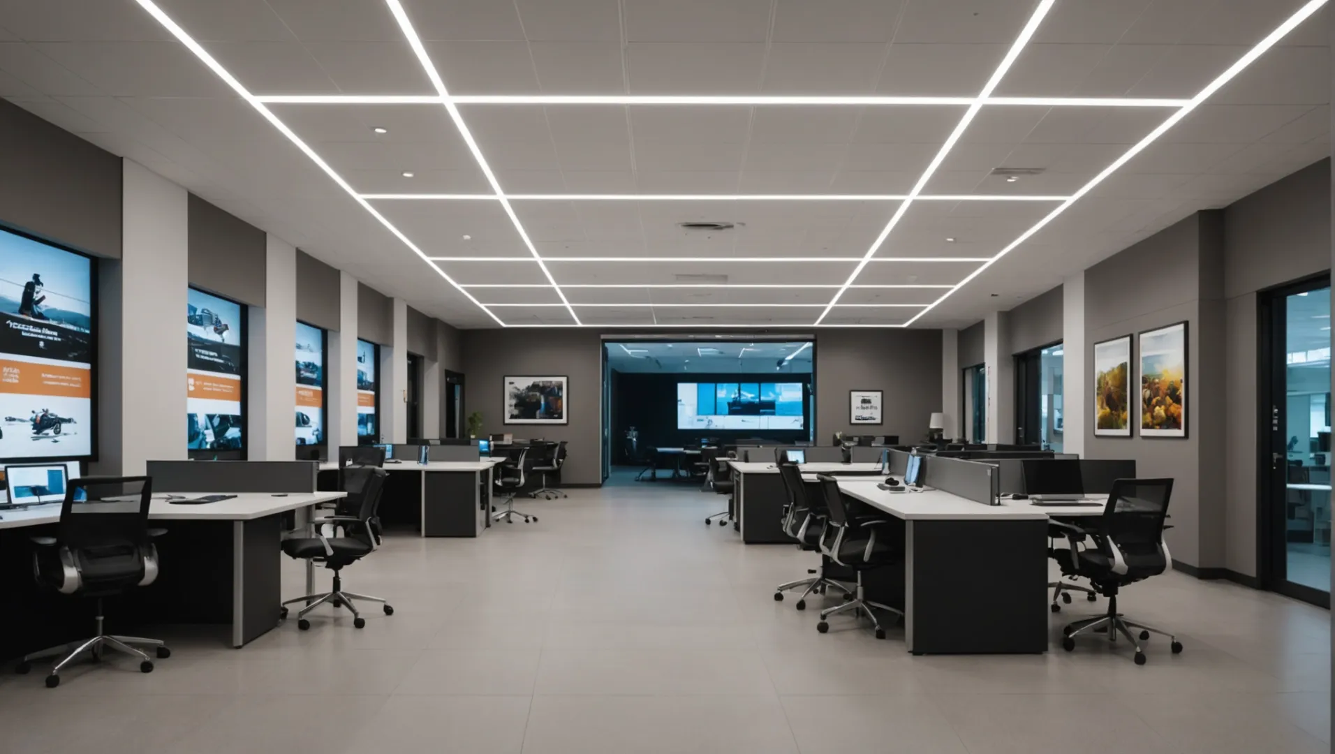 Modern commercial space with primary lighting