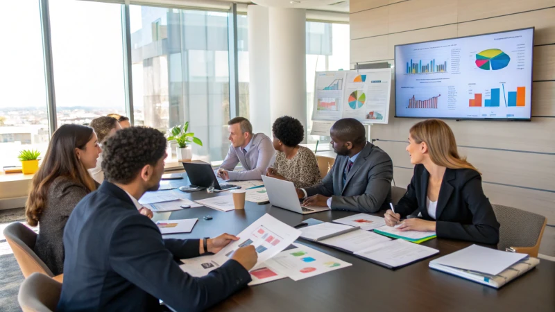 A diverse group of business professionals in a meeting
