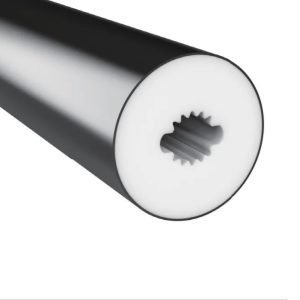 Industrial cylindrical gear shaft close-up