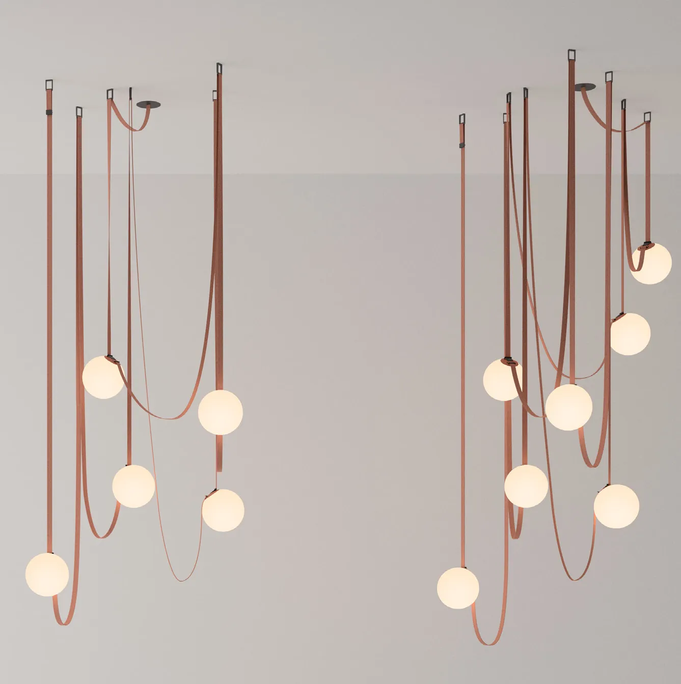 Modern pendant lighting with globes and cords