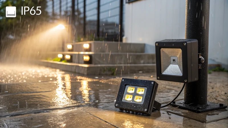 Photorealistic image of electrical fixtures in a wet area with IP65 ratings