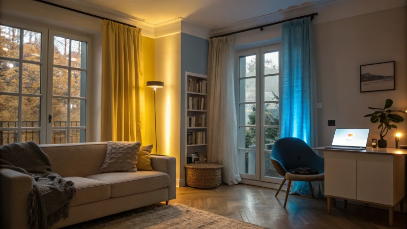 A modern interior room showcasing different lighting options.