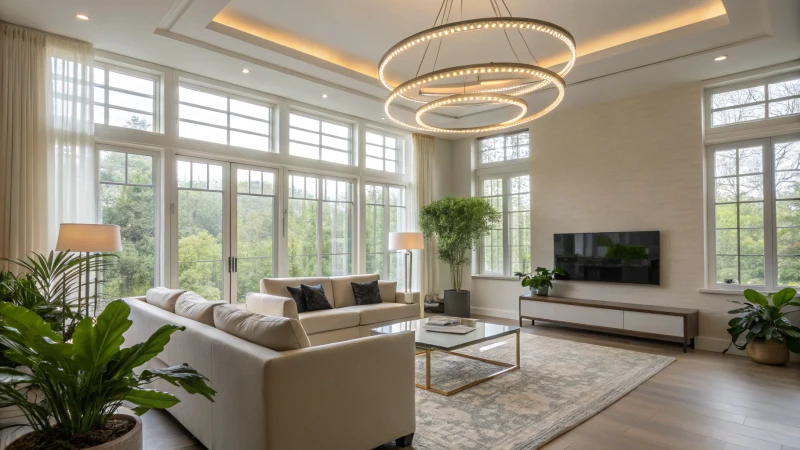 Modern living room with LED lighting