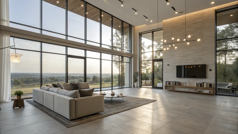 A modern living room filled with natural light