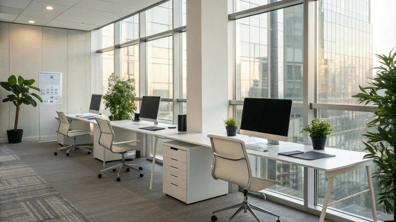 Modern office with sleek furniture and natural light