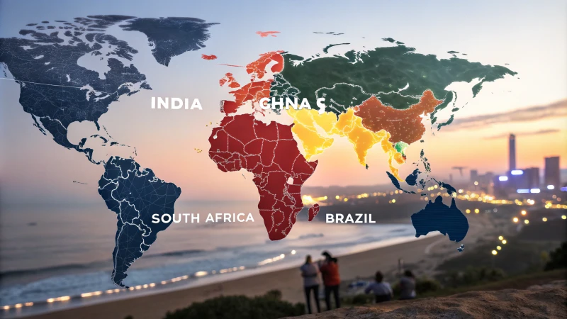 World map highlighting emerging markets adopting LED technology