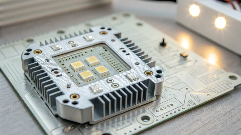 Close-up of an LED module with internal components