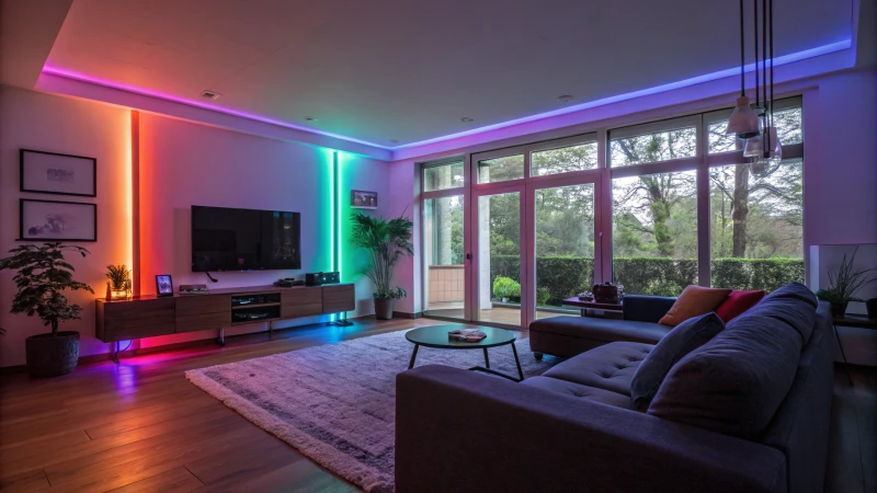 Modern living room with RGBW and RGBWW LED strips