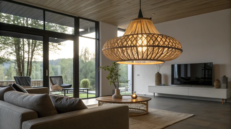 Modern interior with a stylish smart lighting fixture