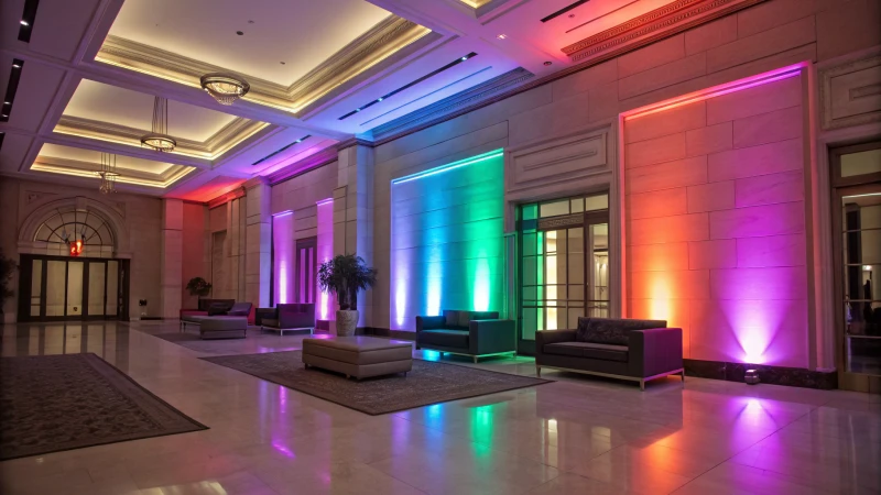 Modern interior space with RGB LED lighting
