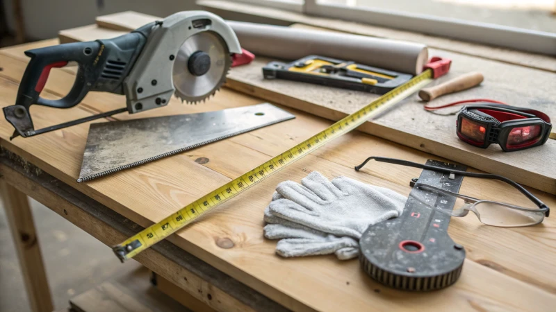 Workbench with tools for cutting track lighting