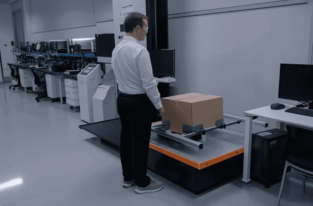 To simulate transportation conditions to ensure that the strip lights and their components do not loosen or get damaged due to vibrations encountered during shipping. This is essential to maintain the quality and functionality upon delivery.