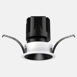 Recessed LED light fixture with mounting brackets.