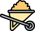 Icon of a wheelbarrow with sand inside.