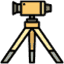 Vintage camera on tripod icon