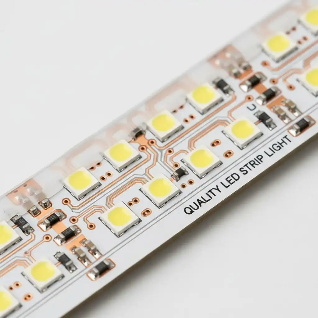Close-up of a high-quality LED strip light showing the chips and circuit board