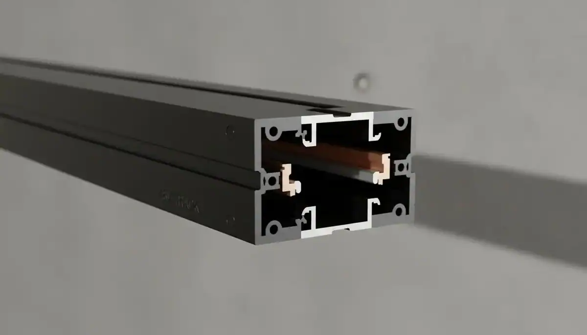 close up of 48V magnetic track rail profile