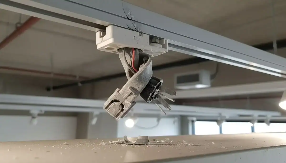 broken track light adapter due to forcing