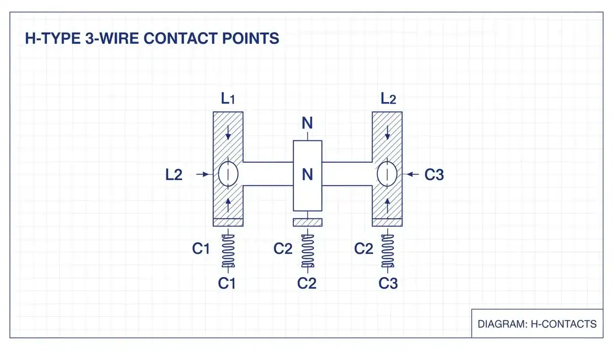 Close up diagram of H-type 3 wire contact points