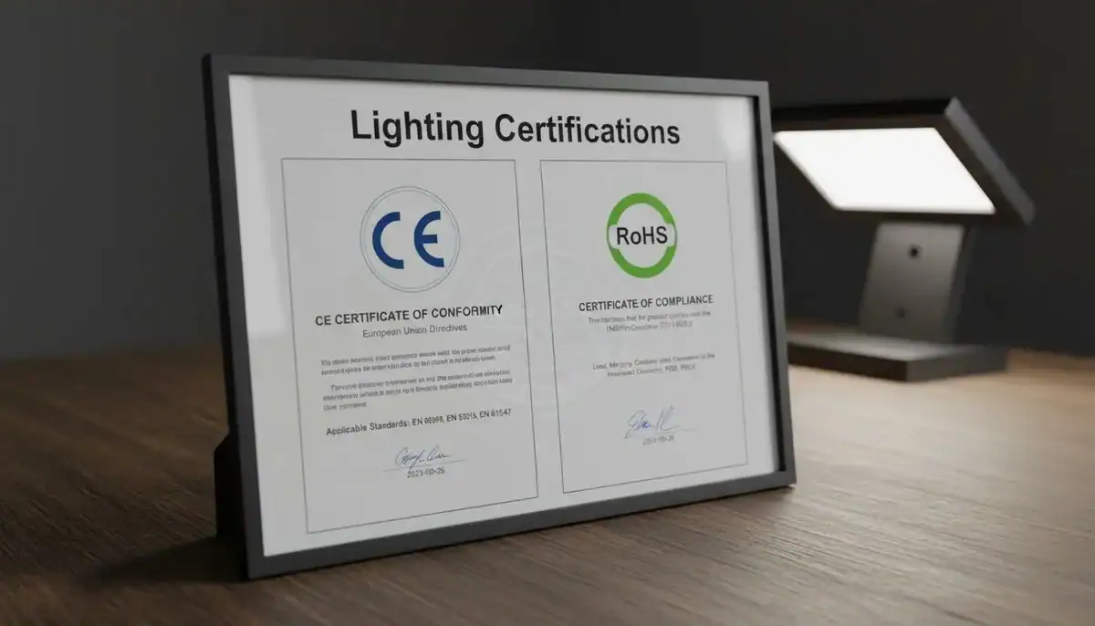 document showing CE and RoHS certificates for lighting