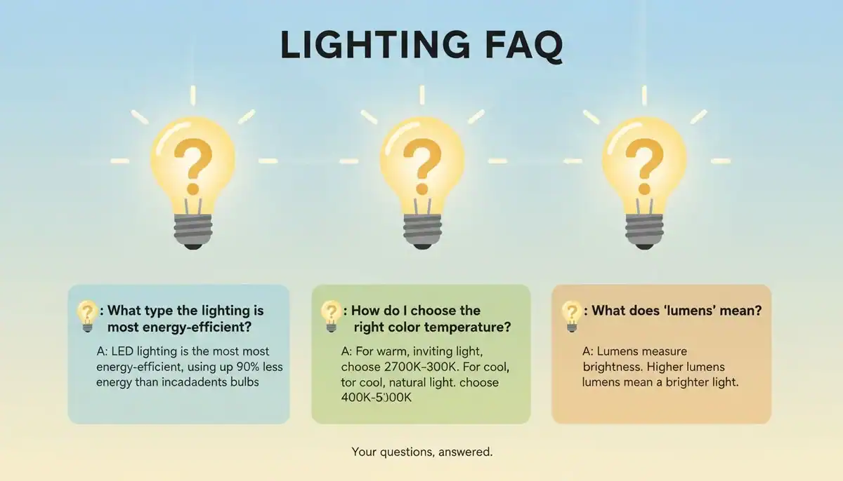 FAQ graphic with light bulb icons