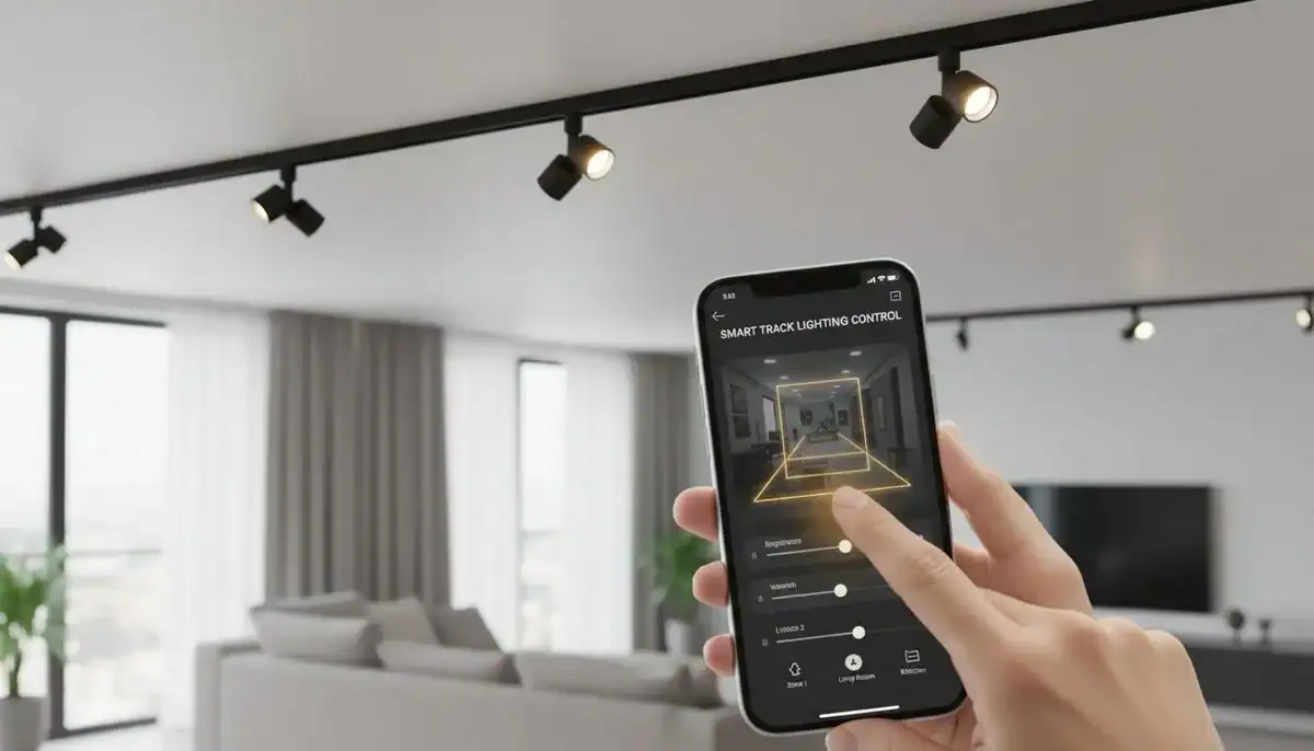 smart home track lighting controlled by phone app