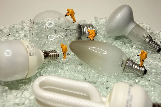 recycling, lamps, miniature figures